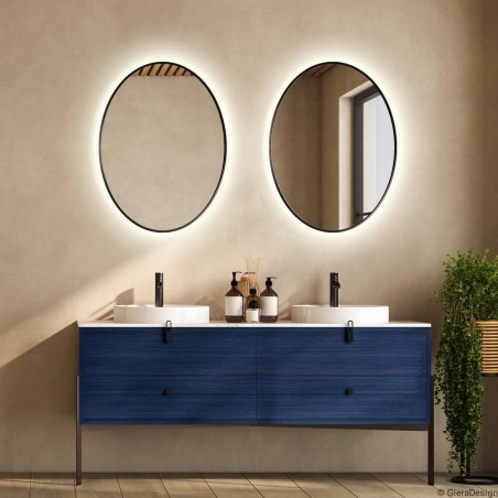 Specchio Ovale Retroilluminato Bagno Cornice Nera Slim