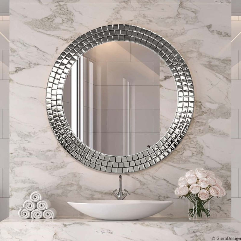 Specchio Bagno Rotondo Cornice Argento