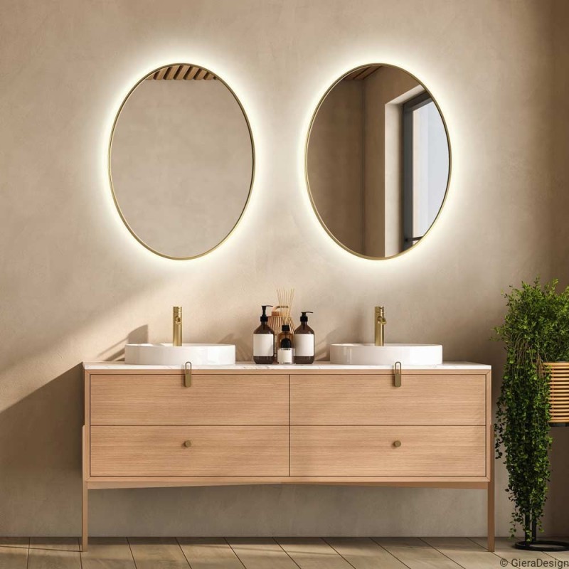 Specchio Ovale Bagno Retroilluminato Cornice Oro