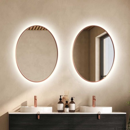 Specchio Ovale Retroilluminato Bagno Cornice Rame