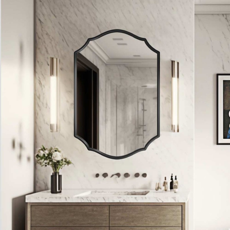 Specchio Sagomato Da Bagno Cornice Nera