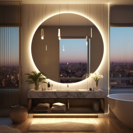 Specchio rotondo retroilluminato LED bagno moderno elegante