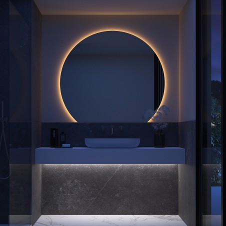 Specchio rotondo bagno retroilluminato LED luce calda design moderno elegante
