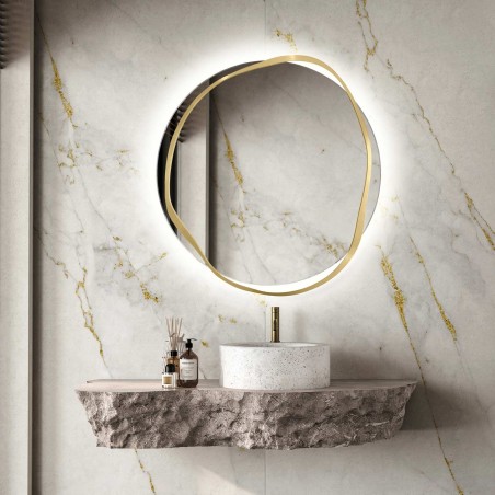 Specchio Bagno Particolare Retroilluminato Banda Ottone