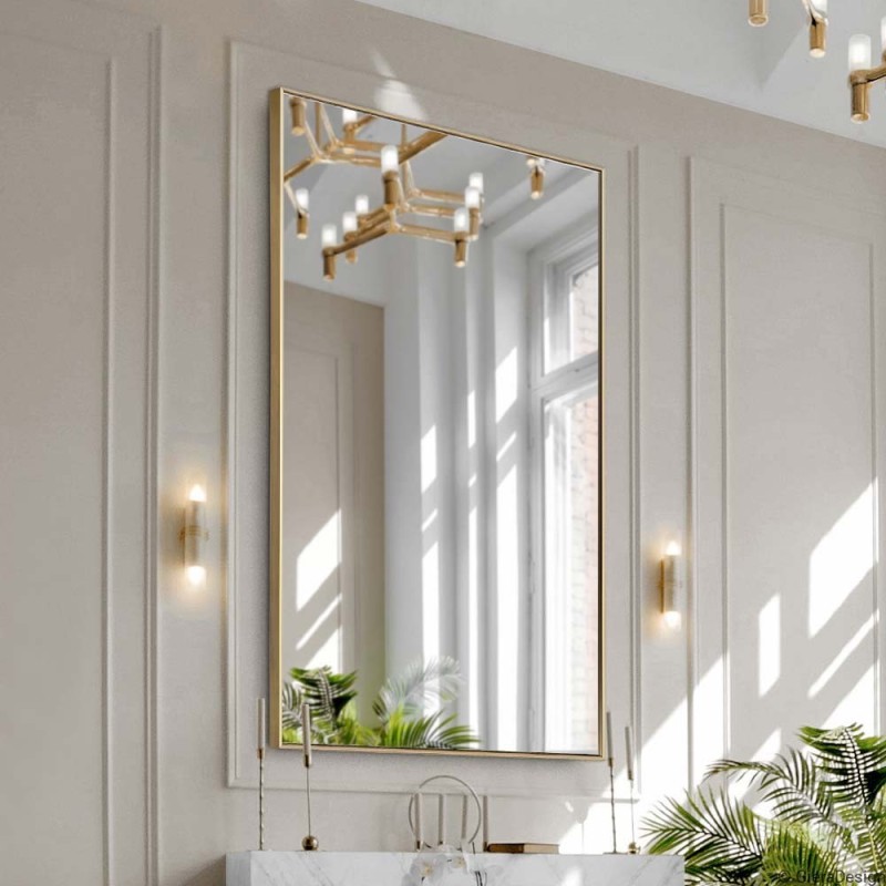 Specchio Bagno Retroilluminato Cornice In Ottone