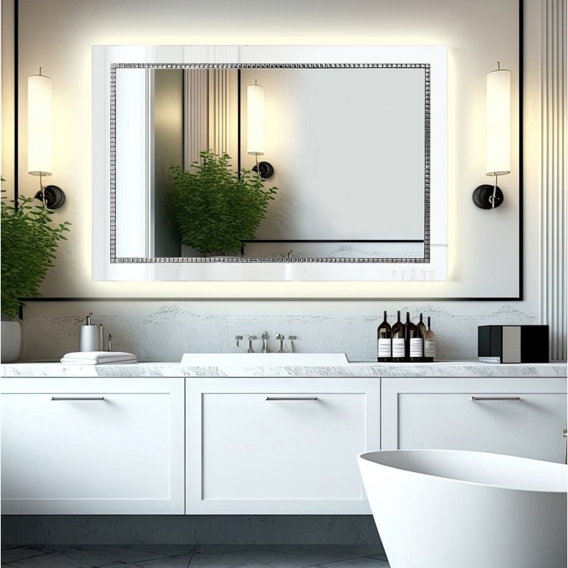 Specchio Bagno Retroilluminato Cornice Bianca