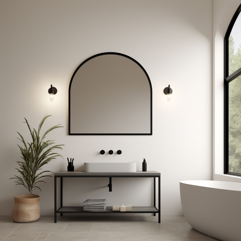 Specchio Ad Arco Cornice Nera Minimalista