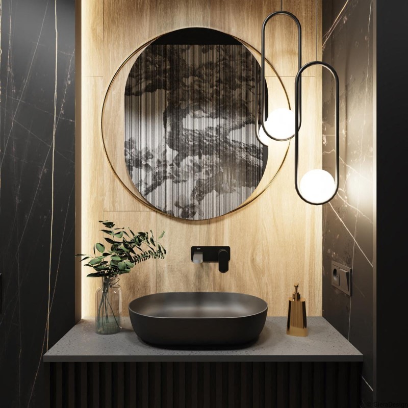 Specchio di Design Per Bagno Cornice in Ottone