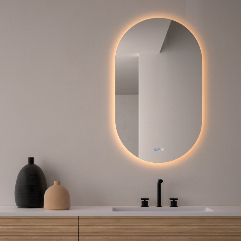 Specchio Retroilluminato Ovale Per Bagno