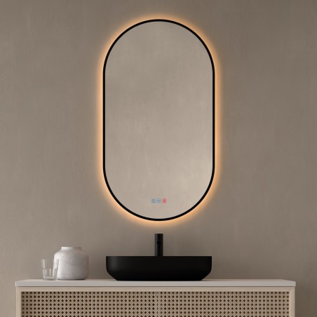 Specchio Ovale Bagno Retroilluminato LED Contorno Nero