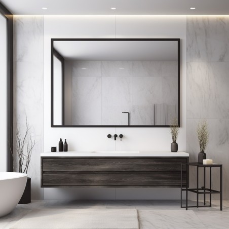 Specchio rettangolare bagno cornice nera design moderno minimalista