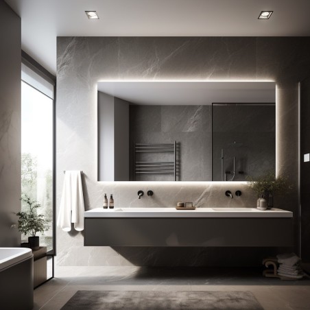 Specchio rettangolare bagno retroilluminato LED grande design moderno