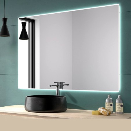 Specchio rettangolare bagno retroilluminato LED bordo satinato arenato