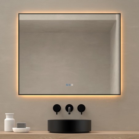 Specchio Rettangolare Retroilluminato Bagno Contorno Nero