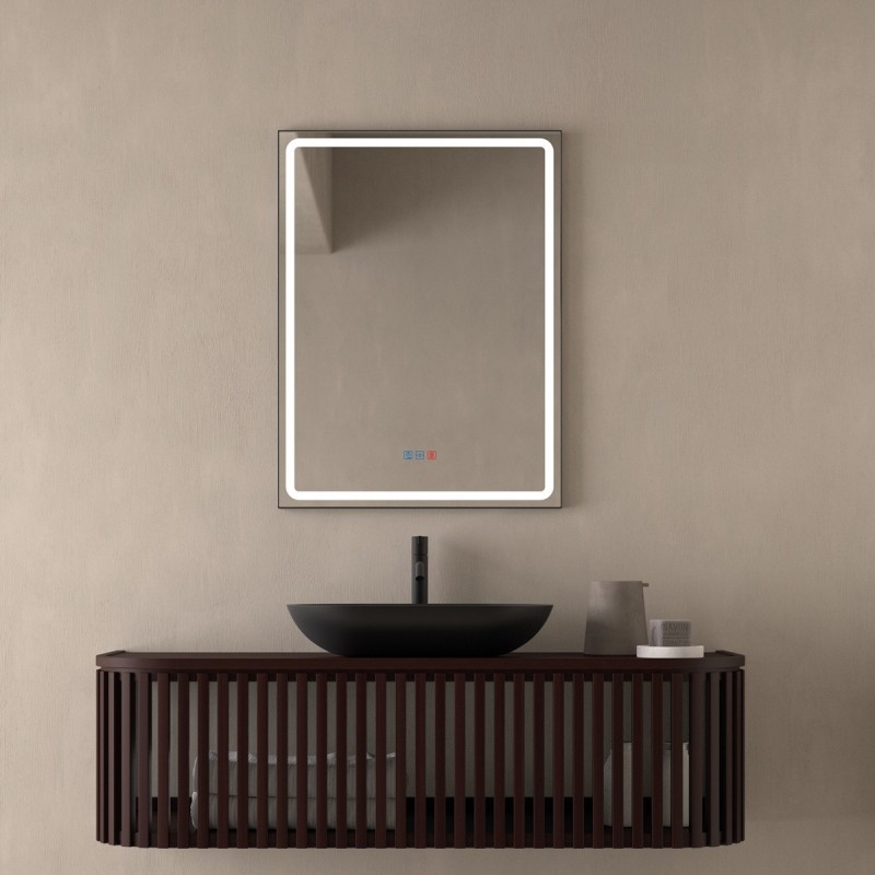 Specchio Per Bagno Con Luce Cornice Nera