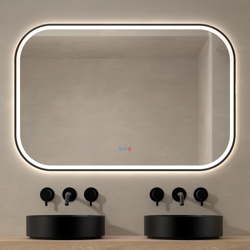 Specchio Con Luce Bagno Cornice Nera