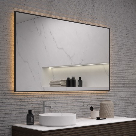 Specchio rettangolare bagno retroilluminato LED cornice sottile design moderno