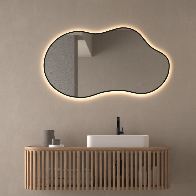 Specchio Asimmetrico Contorno Nero e Retroilluminazione LED
