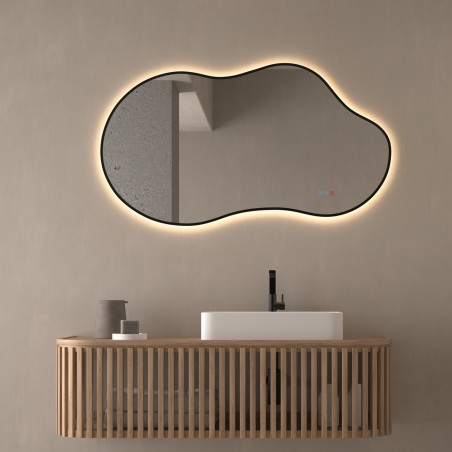 Specchio Asimmetrico Contorno Nero e Retroilluminazione LED