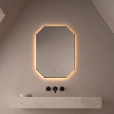Specchio ottagonale verticale retroilluminato LED moderno bagno