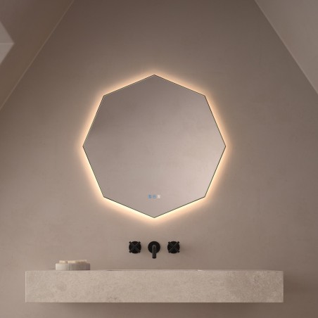 Specchio ottagonale retroilluminato bisellato moderno bagno design