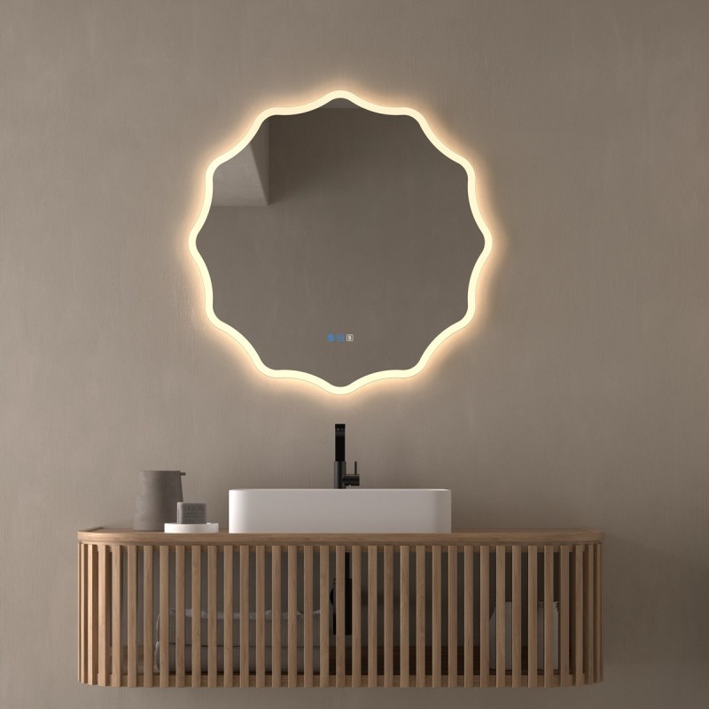 Specchio decorativo retroilluminato LED bordo sagomato bagno moderno elegante