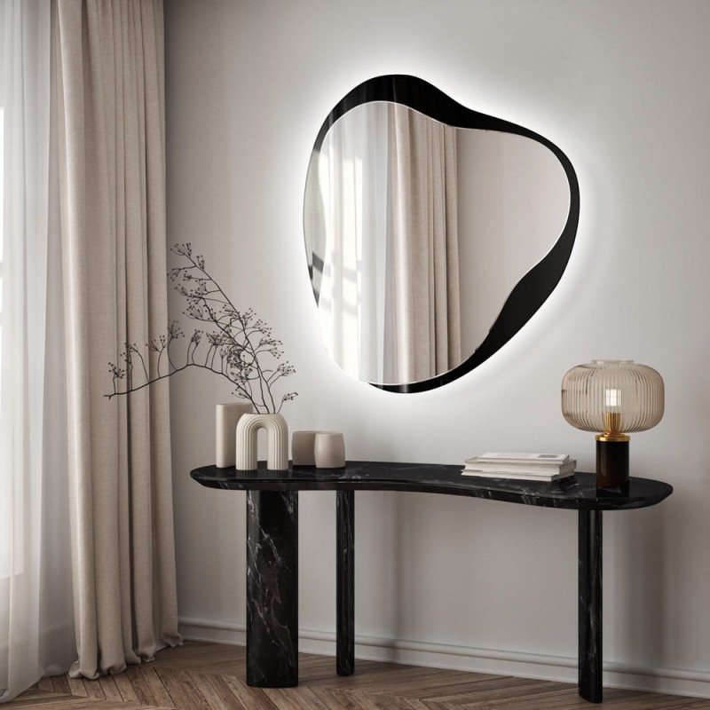 Specchio Per Ingresso Design Cornice Nera LED