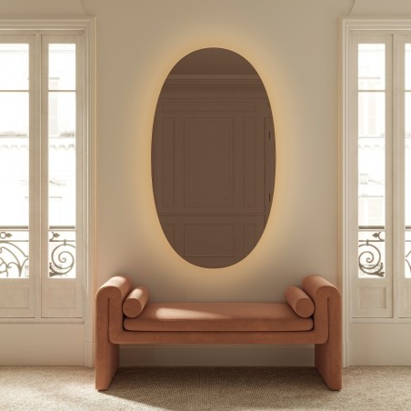 Specchio Ovale Grande LED Colore Marrone