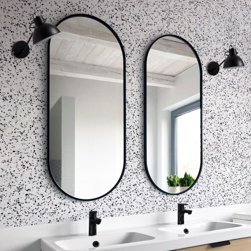 Specchio Ovale Per Bagno Cornice Nera