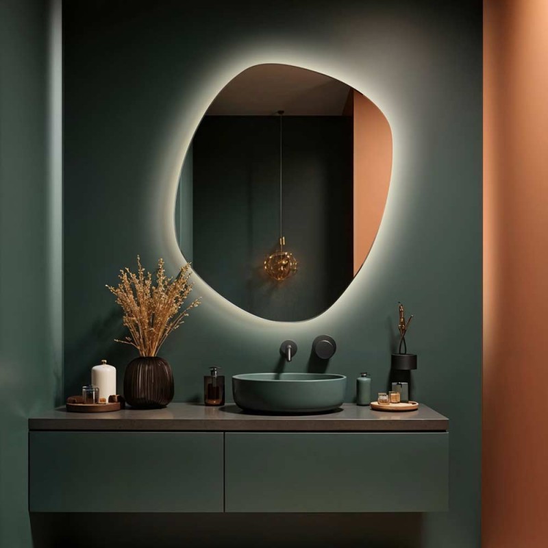 Specchio Bagno Retroilluminato Asimmetrico Roco