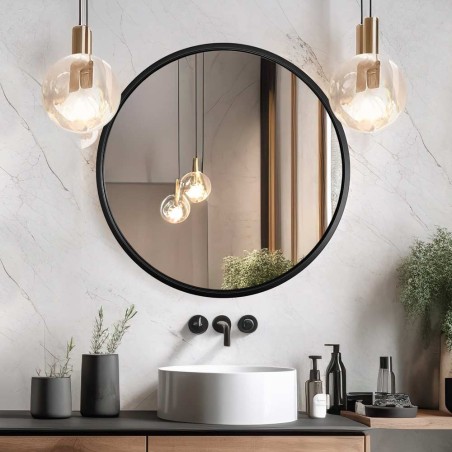 Specchio Rotondo Per Bagno Cornice Nera