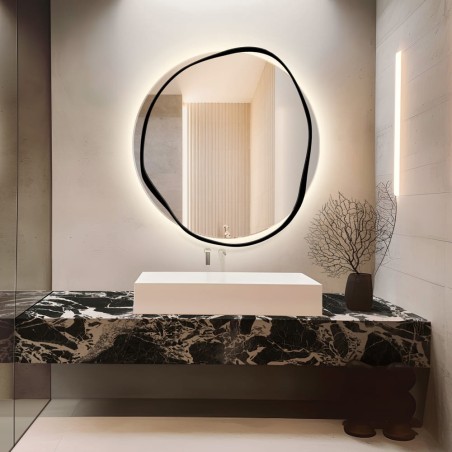 Specchio Organico Retroilluminato Con Contorno Nero