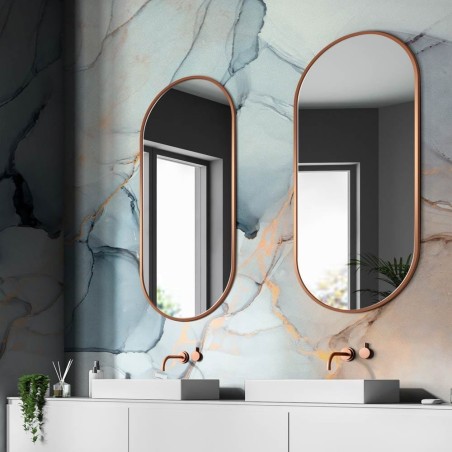 Specchio Ovale Bagno Moderno Cornice Rame