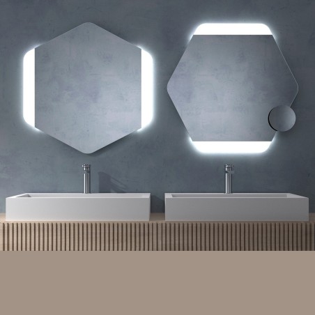 Specchio Esagonale Con LED Integrato Per Bagno
