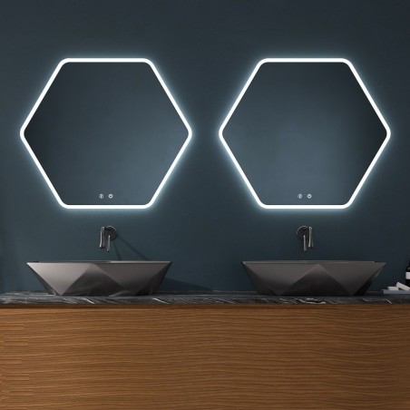 Specchio Esagonale Con Luce LED Per Bagno