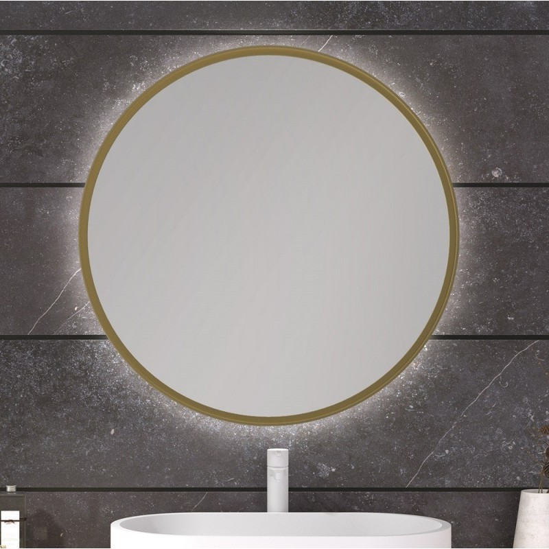 Specchio Rotondo Retroilluminato Cornice Dorata