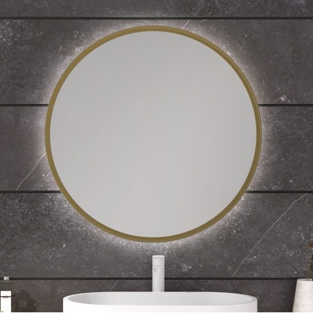 Specchio Rotondo Retroilluminato Cornice Dorata