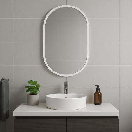 Specchio Ovale Per Bagno Cornice Bianca