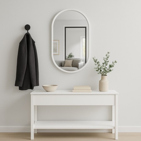 Specchio Ovale Cornice Bianca Per Ingresso