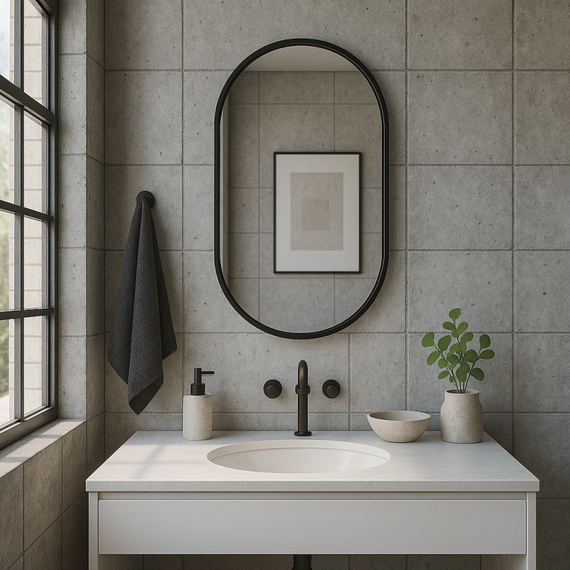 Specchio Ovale Per Bagno Cornice Nera