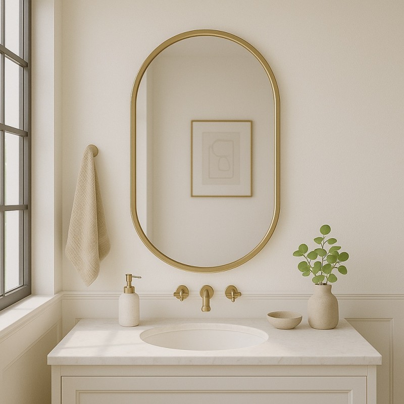 Specchio Ovale Per Bagno Cornice Dorata