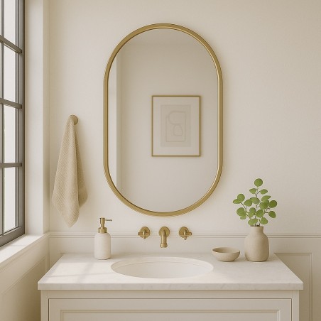 Specchio Ovale Per Bagno Cornice Dorata