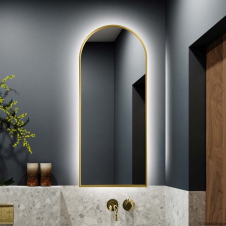 Specchio Ad Arco Retroilluminato Cornice Dorata