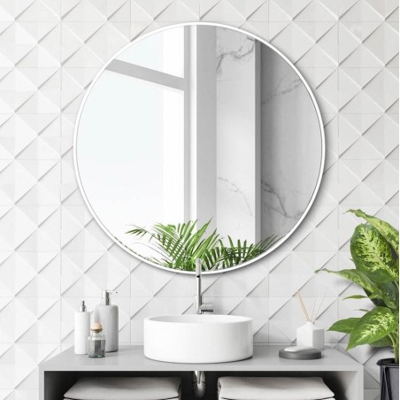 Specchio Rotondo Da Bagno Cornice Bianca