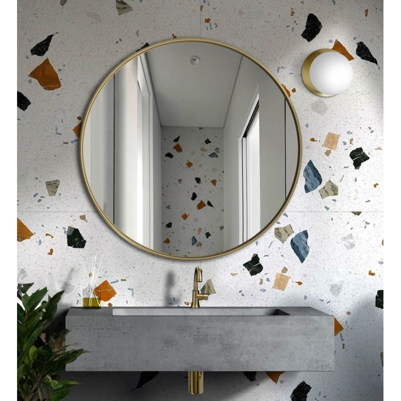 Specchio Rotondo Bagno Cornice Dorata