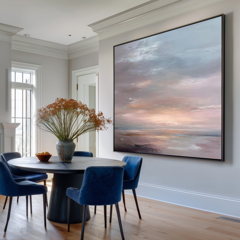 Quadro Paesaggio Astratto Minimalista Con Toni Pastello E Luce Soffusa