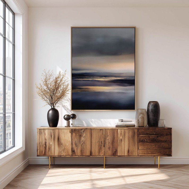 Quadro Per Ingresso Paesaggio Astratto Elegante Con Toni Scuri