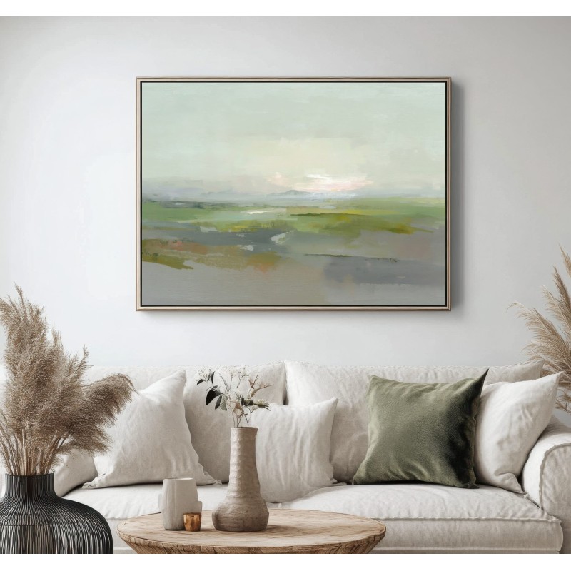 Quadro Per Soggiorno Paesaggio Astratto Naturale Dai Toni Verdi