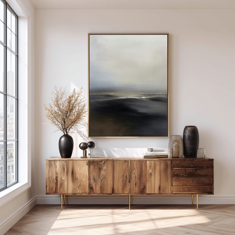 Quadro Per Soggiorno Paesaggio Astratto Con Toni Scuri Eleganti