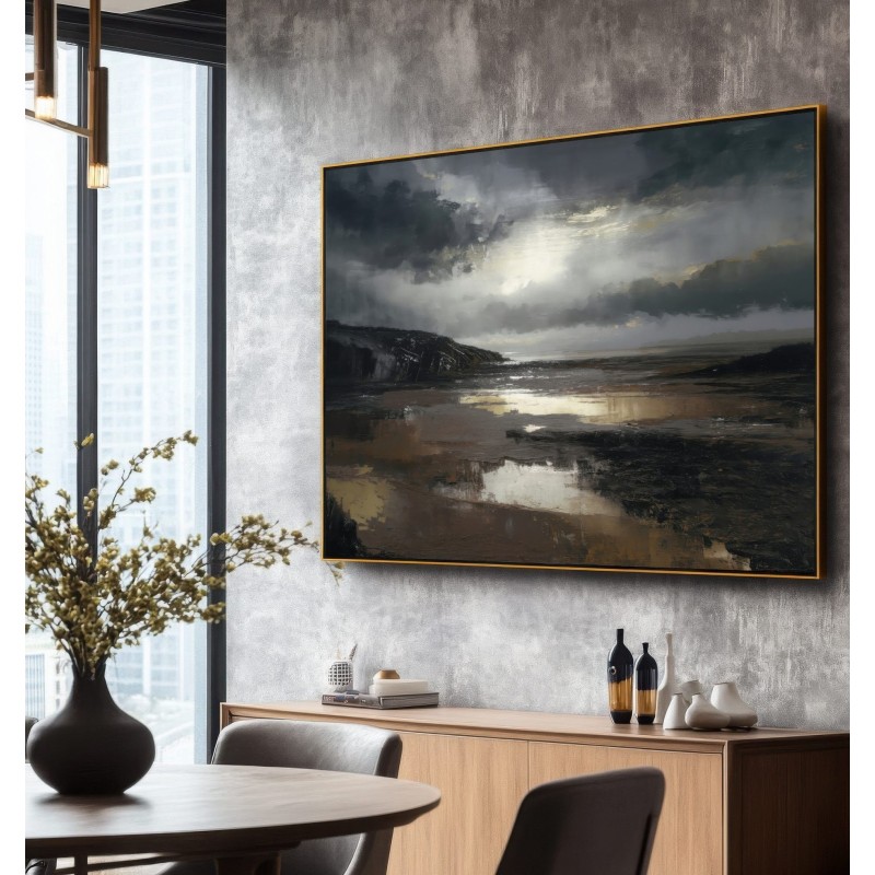 Quadro Per Soggiorno Paesaggio Marino Astratto Dai Toni Intensi